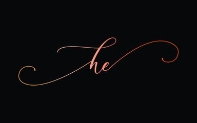 he or h, e Lowercase Cursive Letter Initial Logo Design, Vector Template