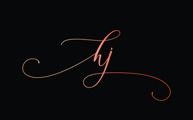 hj or h, j Lowercase Cursive Letter Initial Logo Design, Vector Template