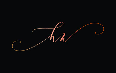 hn or h, n Lowercase Cursive Letter Initial Logo Design, Vector Template