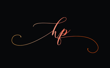 hp or h, p Lowercase Cursive Letter Initial Logo Design, Vector Template