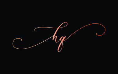 hq or h, q Lowercase Cursive Letter Initial Logo Design, Vector Template