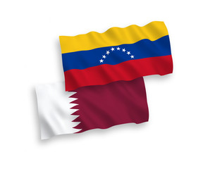 Flags of Venezuela and Qatar on a white background