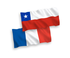 Flags of France and Chile on a white background