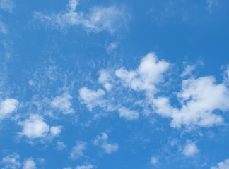 White clouds isolated in a clear cold blue sky on the Highveld of South Africa image for background use