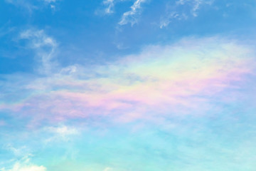 Obraz premium Rainbow light on blue sky with softness clouds
