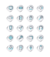 battery and smartphone app buttons icon set, line gradient style