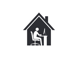 Work at home icon. Vector illustration, flat design.