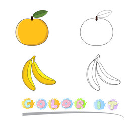 children fruit color book for Kids fruits coloring educational game Coloring book with fruits images - vector illustration.