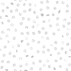 Abstract ink prints seamless pattern. Repeat backdrop of inky blots similar to viruses or bacteria. Gray formless round shapes randomly placed on white background. EPS8 stock vector illustration.