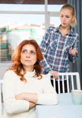 Adult daughter reassures offended mother