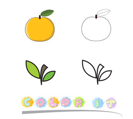 children fruit color book for Kids fruits coloring educational game Coloring book with fruits images - vector illustration.