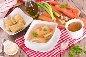 Maultaschen - swabian filled pasta ( ravioli ).
