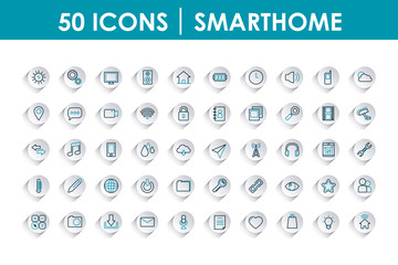 smartphone app buttons icon set, line gradient style
