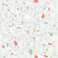 Seamless pattern with beige terrazzo pieces