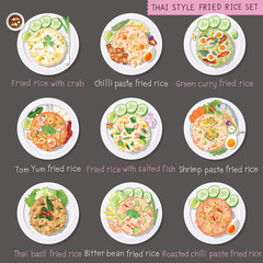 Top view of Thai style fried rice set.