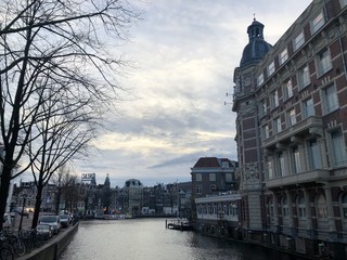 Fototapeta premium canal in amsterdam netherlands