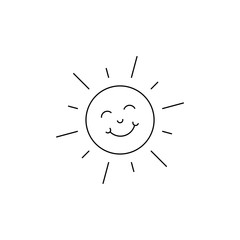 Cute sun with smile icon isolated on white background