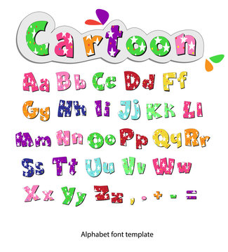 Cartoon colorful font for children. creative paint alphabet.set of kids vector illustration.