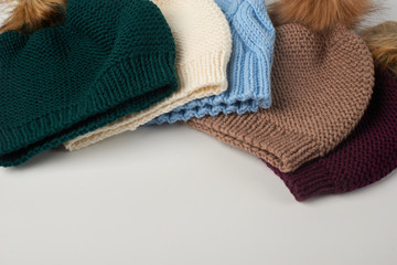 Fototapeta na wymiar knitted wool hat isolated on white background