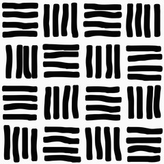 Seamless pattern. Black lines, dashes on a white background.	