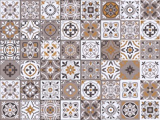 Gorgeous seamless pattern in a fashionable color palette Moroccan, Portuguese tiles, Azulejo, ornaments. Can be used for wallpaper, pattern fills, web page background, surface textures. Vector