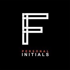 Capital letter F. Created from interwoven white stripes with shadows on a black background. Template for creating logo, emblems, monograms, personal initials, corporate identity. Vector