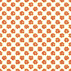 Seamless pattern of isolated slices of grapefruit. Wallpaper for background, design and packaging.