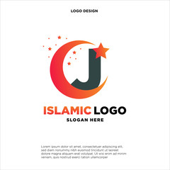 Obraz premium Simple and clean logo design initial J shaped like a Moon.