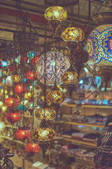 Naklejka premium Turkish lamps with colourful geometric patterns