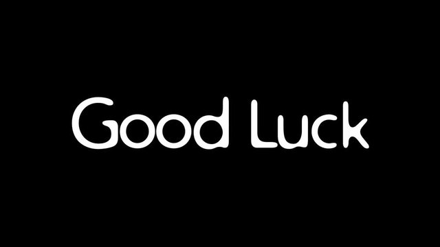 Good Luck White Color Stylish Font Transition on Black Background Stock Video