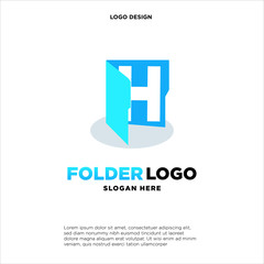 Obraz premium simple and clean illustration logo design initial H chart folder.
