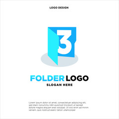 simple and clean illustration logo design initial 3 chart folder.