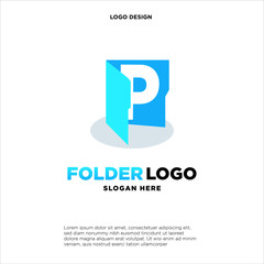 simple and clean illustration logo design initial P chart folder.