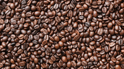  Close up of coffee beans for background                                