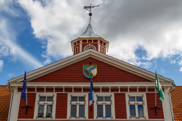 Traditional municipal building in the historic centre of Valga town, Estonia