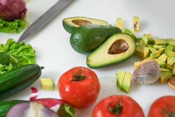 Different vegetables on a white background