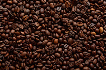 Coffee beans background. Background of roasted coffee beans