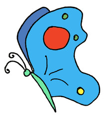 blue isolated butterfly for illustration book