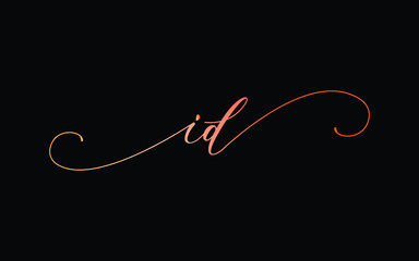 id or i, d Lowercase Cursive Letter Initial Logo Design, Vector Template