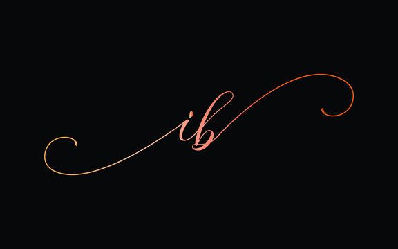 ib or i, b Lowercase Cursive Letter Initial Logo Design, Vector Template
