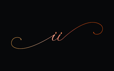 ii or i Lowercase Cursive Letter Initial Logo Design, Vector Template