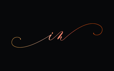 in or i, n Lowercase Cursive Letter Initial Logo Design, Vector Template