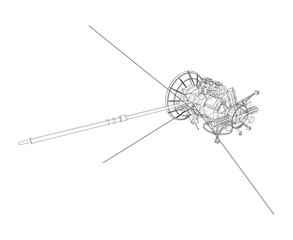Communication satellite concept outline. Vector