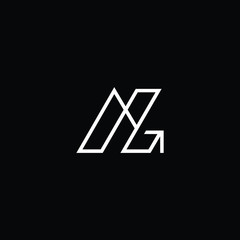 Minimal elegant monogram art logo. Outstanding professional trendy awesome artistic NG GN initial based Alphabet icon logo. Premium Business logo White color on black background