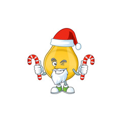Gold hair serum humble Santa Cartoon character having candies