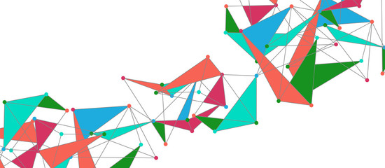Fototapeta premium Line points connections, triangular technology design. Abstract geometric background