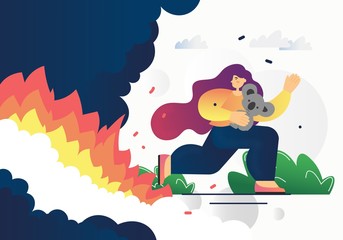 Naklejka premium Rescue animals from australian wildfires, vector flat style design illustration
