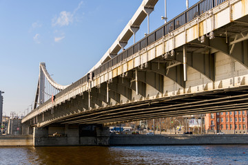 Bottom view of the bridge over the Moscow river.