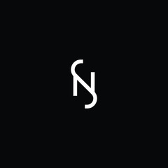 Minimal elegant monogram art logo. Outstanding professional trendy awesome artistic NS SN initial based Alphabet icon logo. Premium Business logo White color on black background