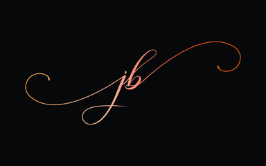 jb or j, b Lowercase Cursive Letter Initial Logo Design, Vector Template